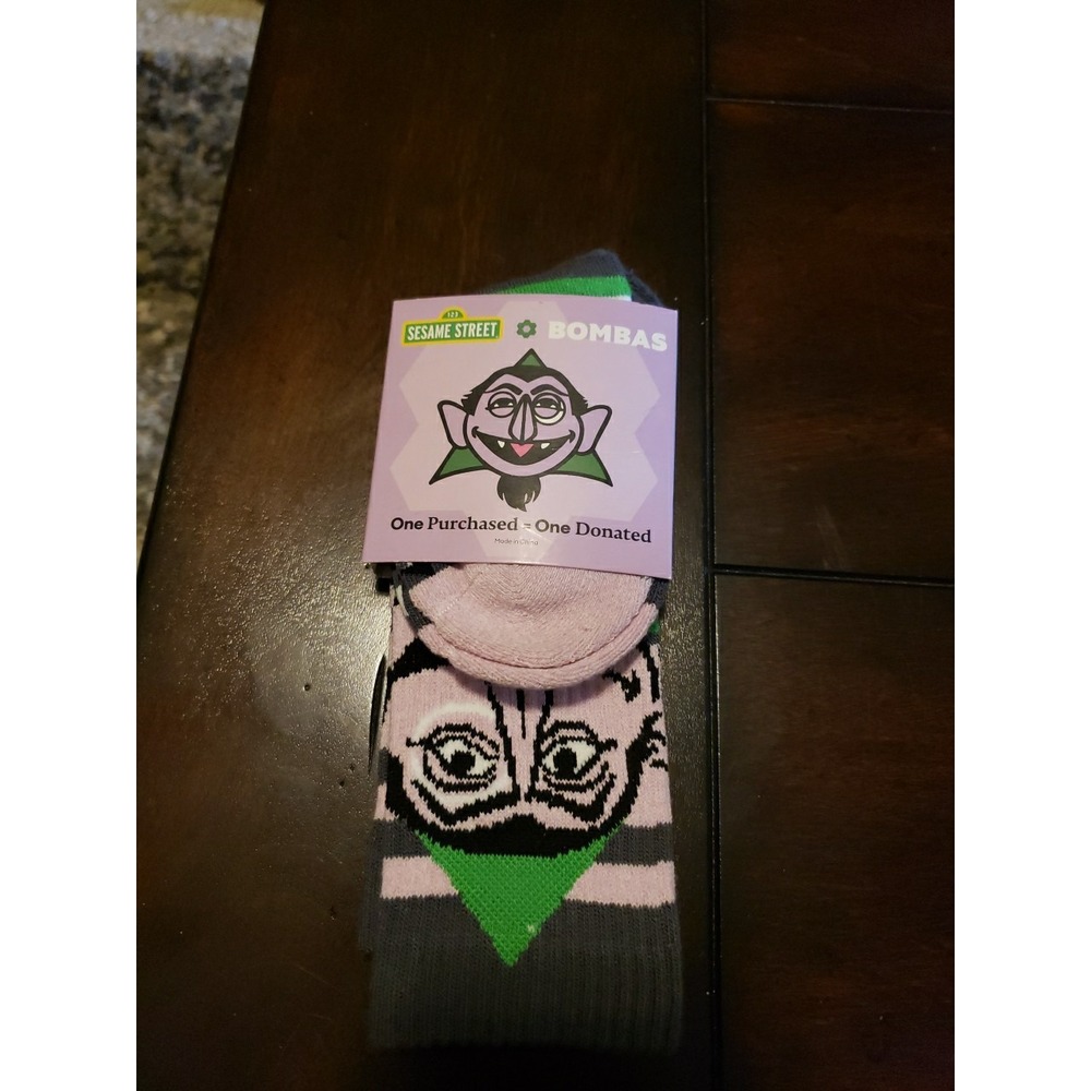 Bombas X Sesame Street The Count Socks Size Youth Calf Crew Midweight
